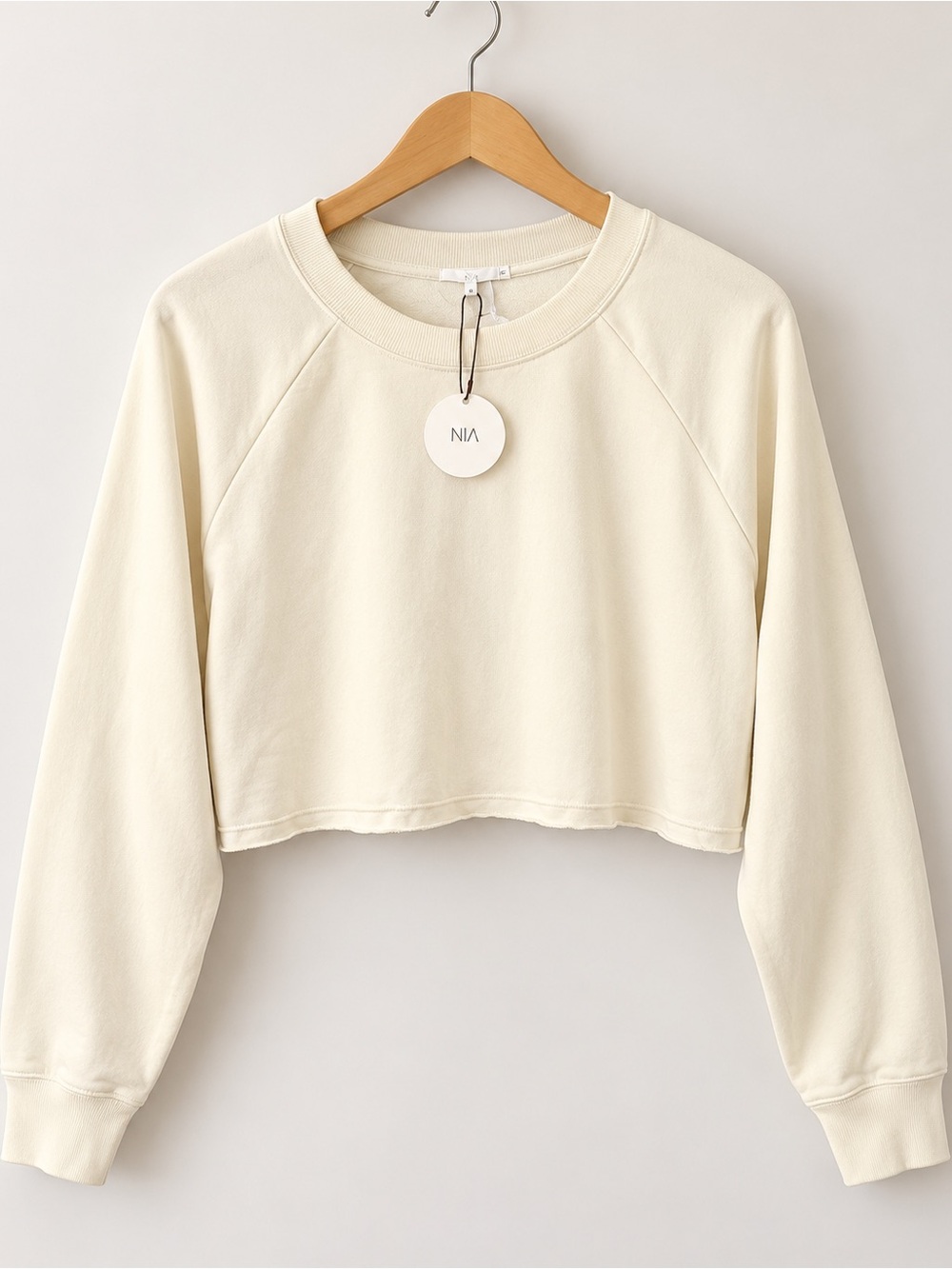Cropped Crewneck Sweatshirt in Cream - Women